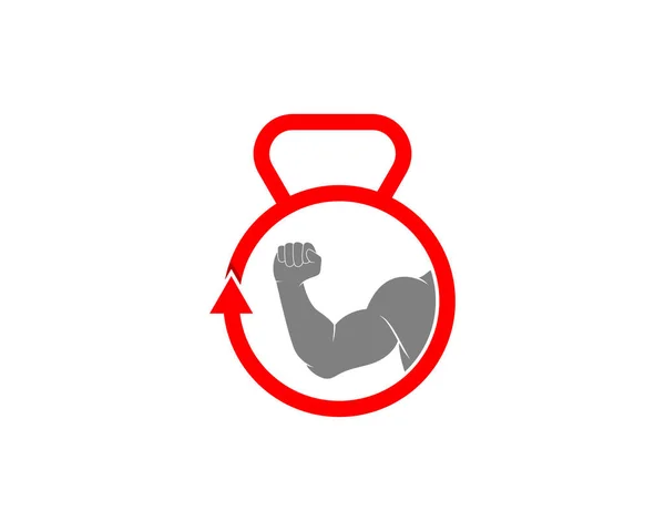 ジムケトルの鐘のロゴの強力な腕 — ストックベクタ
