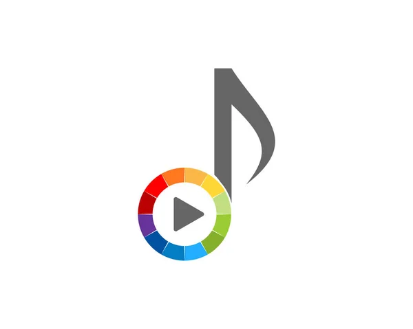 Combinaison Note Musique Avec Bouton Lecture Logo — Image vectorielle