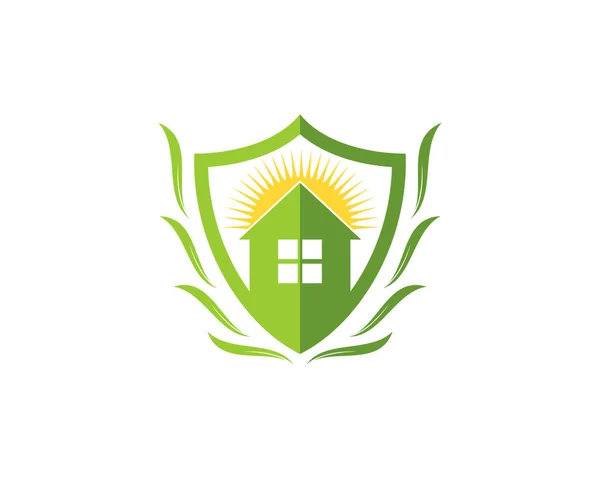 Groene Huis Schildbescherming — Stockvector