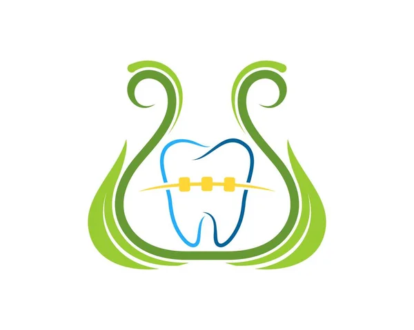 中に健康な歯のブレースを持つ自然ボトル研究所 — ストックベクタ
