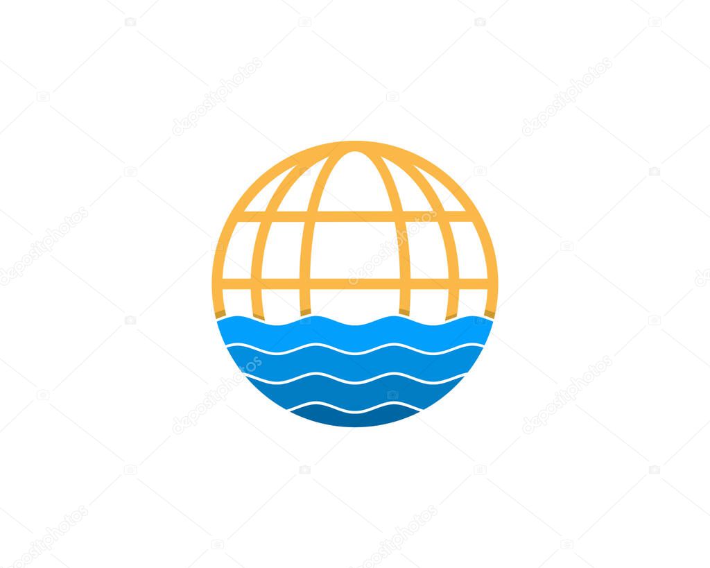 Combination globe with sea water logo