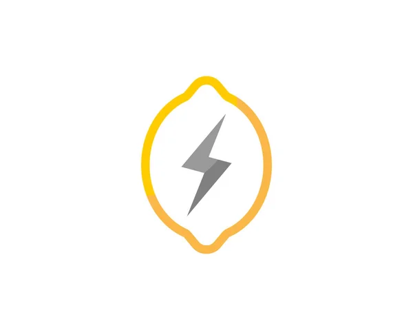 真ん中にパワーエネルギーのシンボルを持つレモンフルーツ — ストックベクタ