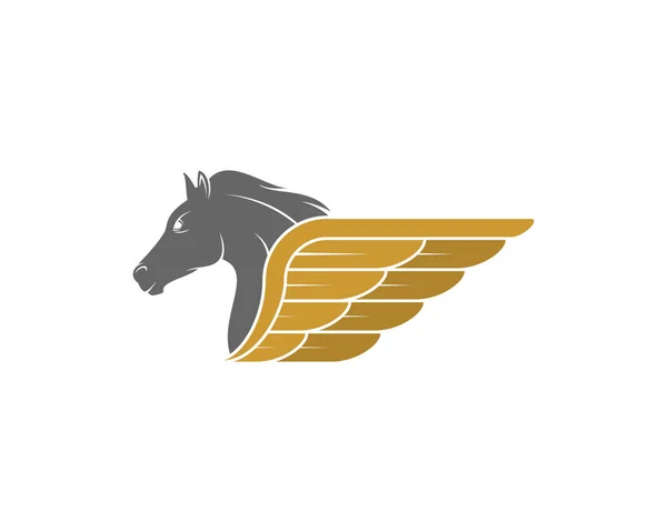 Pegasus Cabeça Com Asas Douradas Ilustração — Vetor de Stock