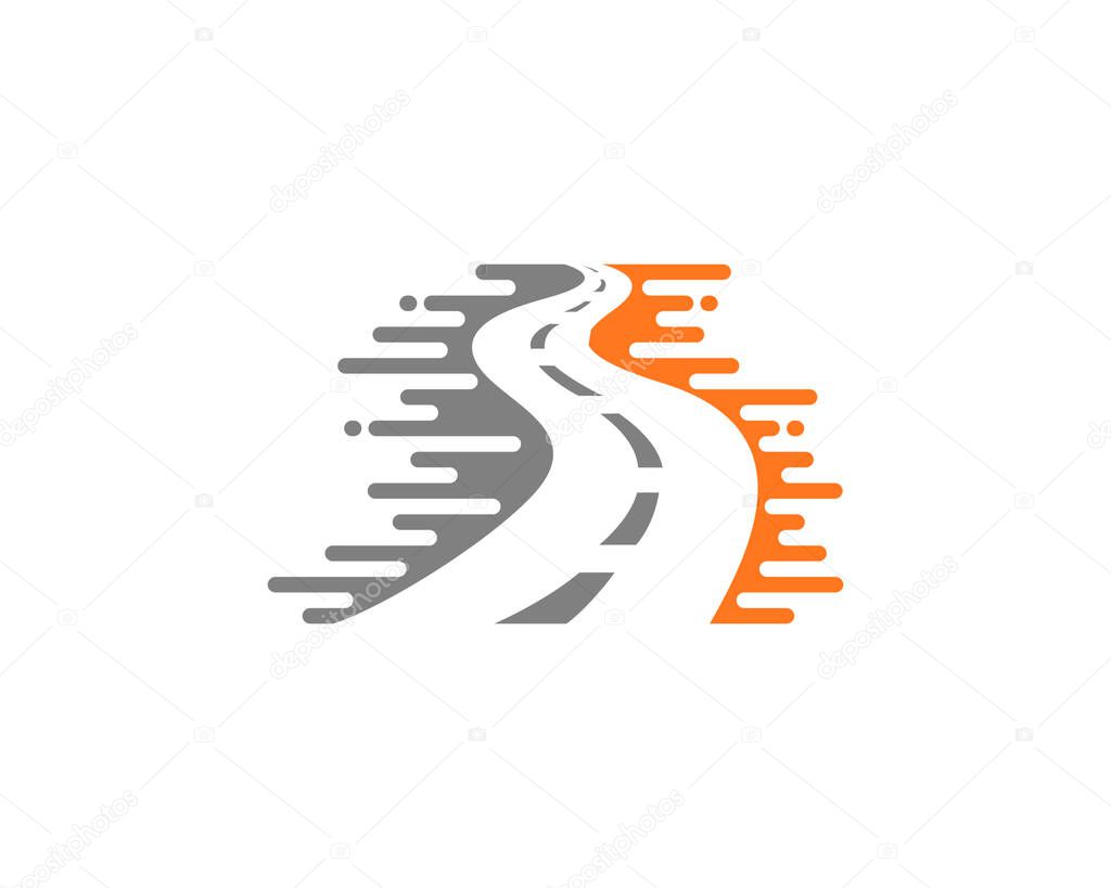 Asphalt roadway with splash curve logo