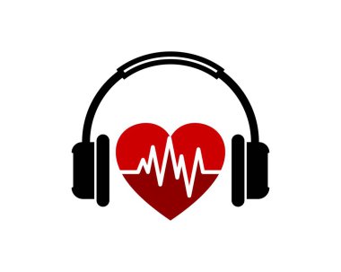 Müzik kulaklığı. İçinde aşk şekli ve nabzı var.