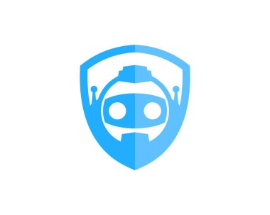 İçinde sevimli robot yüzü olan basit bir kalkan.