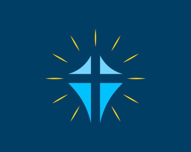 Din haçı ve parlak sembollü soyut şekil