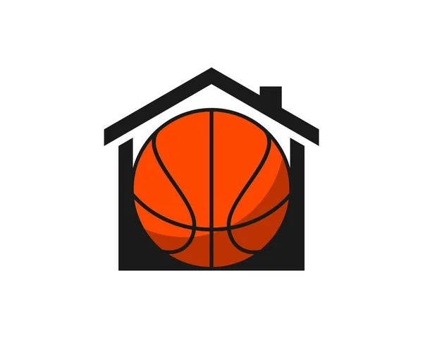 Maison Simple Avec Ballon Basket Intérieur — Image vectorielle
