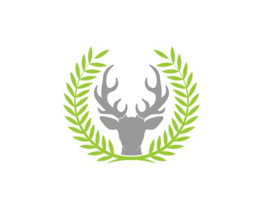 Çember çelenk logosunda geyik boynuzu