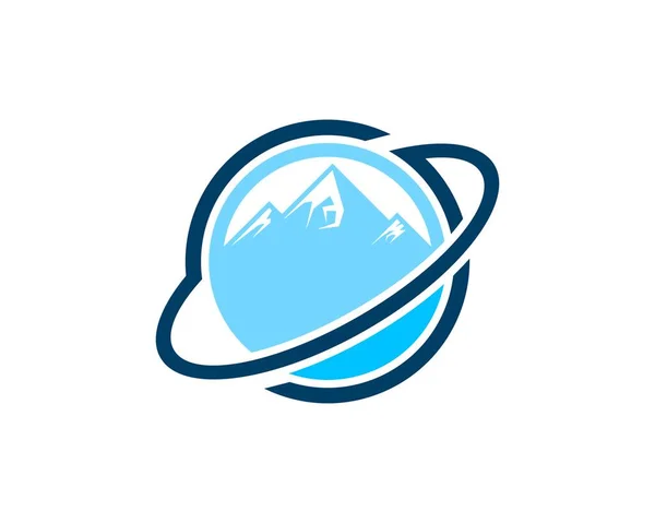 Forma Círculo Con Montaña Planeta Anillo — Vector de stock