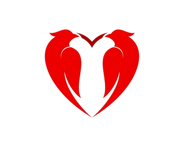 Czerwony Ptak Para Jak Kształt Miłości — Wektor stockowy