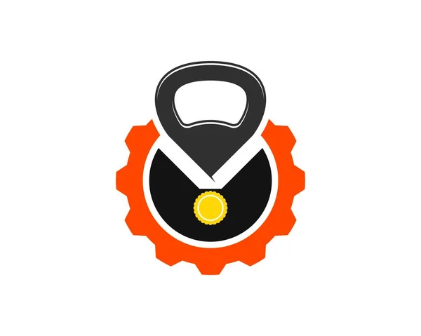 Équipement Mécanique Avec Cloche Bouilloire Gymnase Médaille Intérieur — Image vectorielle