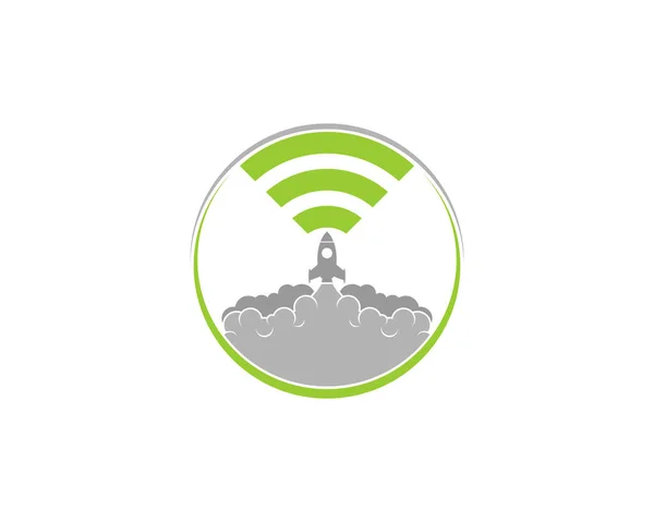 Raketenstart Mit Wifi Verbindungssymbol Der Spitze — Stockvektor