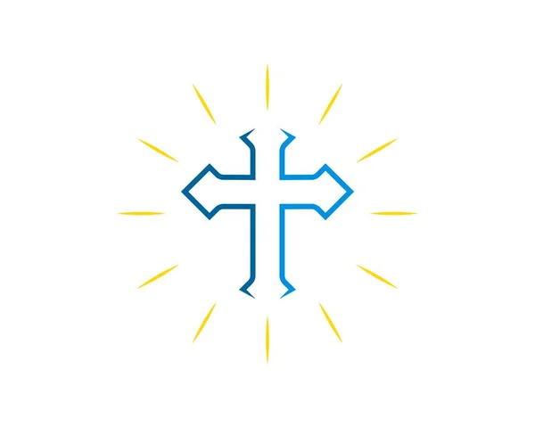 Symbole Croix Religion Avec Éclat Brillant — Image vectorielle
