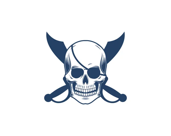 Pirate Skull Pirate Sword Crossed — Stock Vector