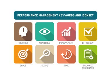 Performans yönetimi Icons Set