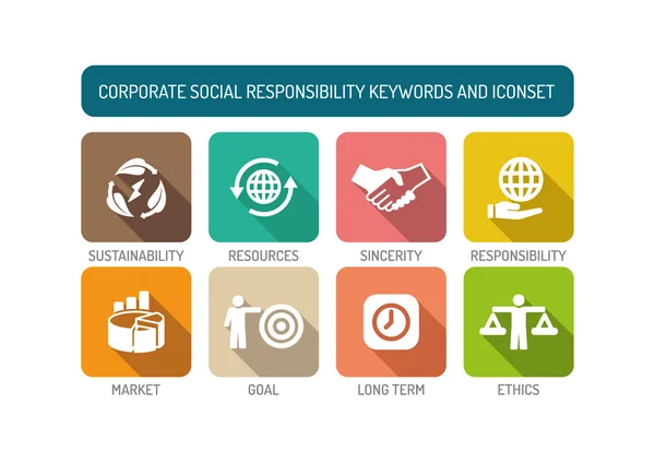 Corporate Social Responsibility Symbole gesetzt — Stockvektor