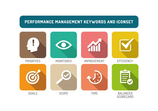 Ikoner til præstationsstyring – Stock-vektor