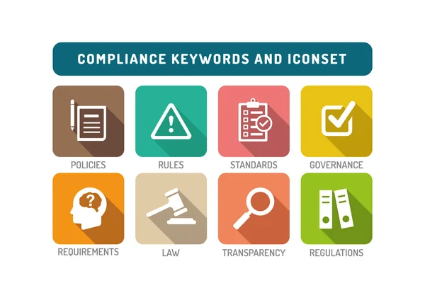 Compliance-Symbole gesetzt — Stockvektor