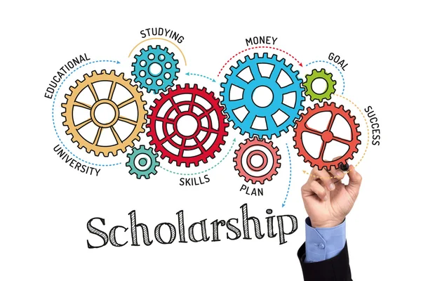 Gears and mechanisms with text Scholarship — Stock Photo, Image