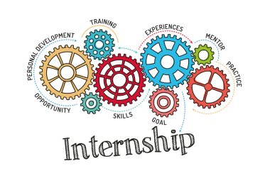 Gears and Mechanisms with text Internship clipart