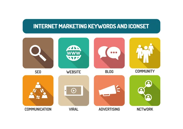 Internet Marketing Icone Set — Vettoriale Stock