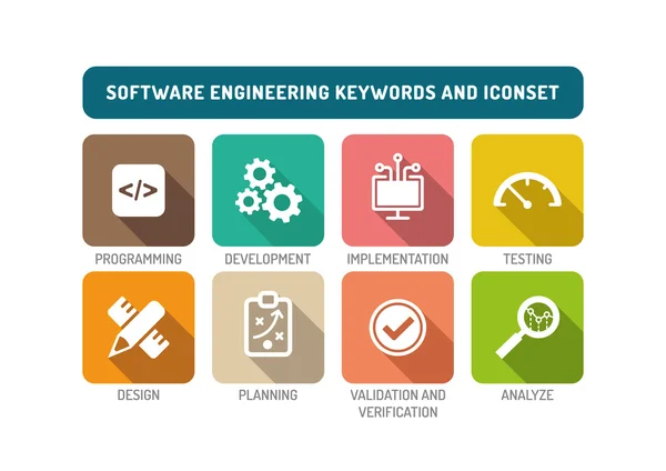 Set di icone di ingegneria del software — Vettoriale Stock