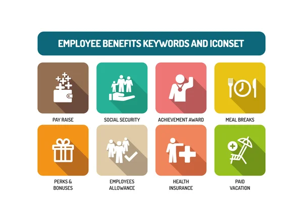 Employee Benefits Icons Set — Stock Vector