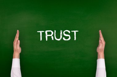 Yazı tahtası üzerinde gösterilen eller