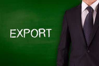 Blackboard karşı ayakta işadamı