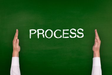 Yazı tahtası üzerinde gösterilen eller