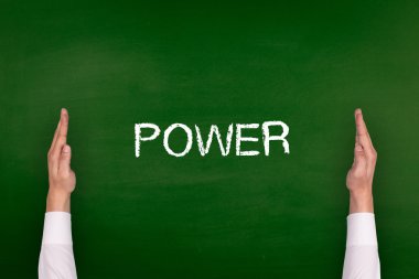 Yazı tahtası üzerinde gösterilen eller