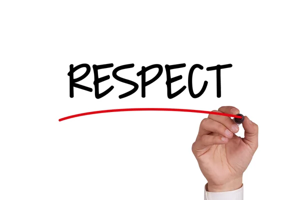 Hand writing respect with black marker — Stock Photo, Image