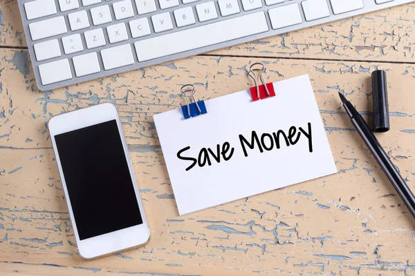 Nota de papel con texto ahorrar dinero —  Fotos de Stock