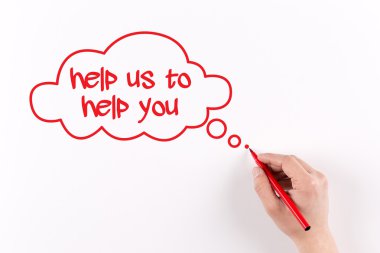 El işareti ile beyaz kağıda yazı