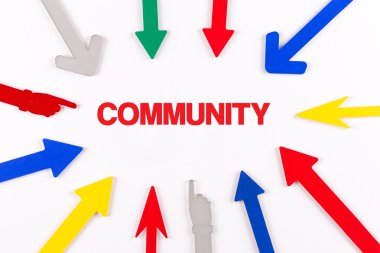 Renkli oklar merkeze gösterilen