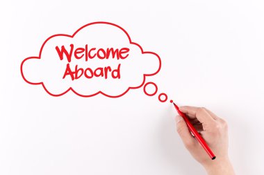 El işareti ile beyaz kağıda yazı