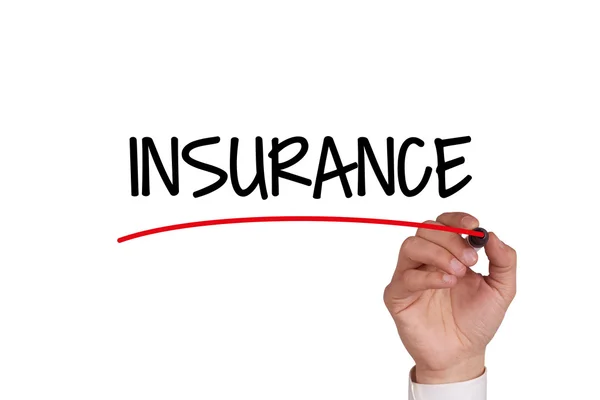 Hand writing insurance with black marker — Stock Photo, Image