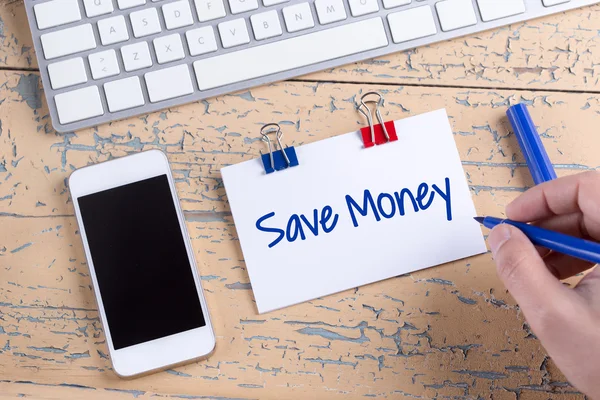 Nota de papel con texto ahorrar dinero —  Fotos de Stock