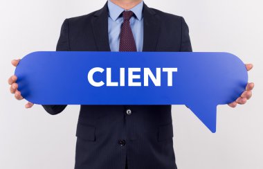 konuşma balonu tutan işadamı