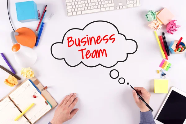 Business team tekst in de tekstballon — Stockfoto