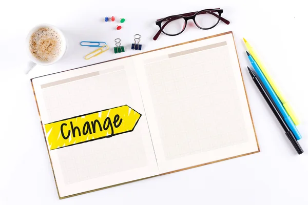Change text on notebook — Stock Photo, Image