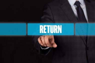 Dokunmatik ekranda iterek işadamı el