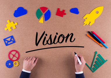 Erkek elleriyle işaret ve renkli simgeler