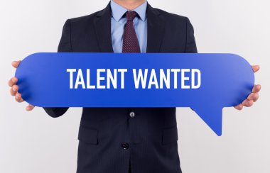 konuşma balonu tutan işadamı