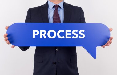 konuşma balonu tutan işadamı