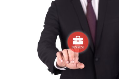 İşadamı el itme düğmesini