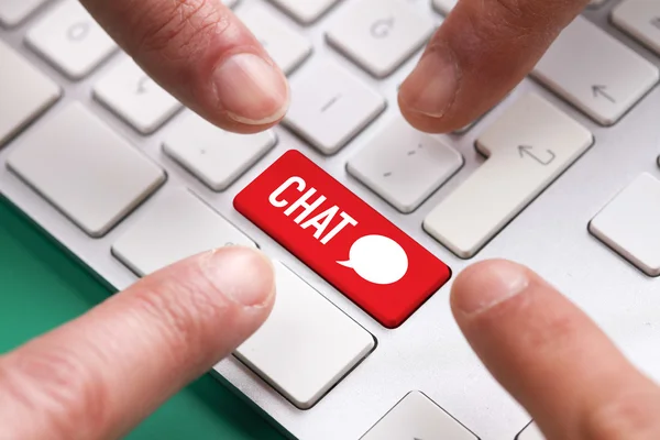 Many fingers pushing red button — Stock Photo, Image
