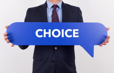 konuşma balonu tutan işadamı