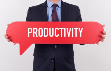 konuşma balonu tutan işadamı